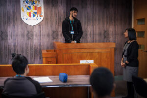 Students in mock courtroom