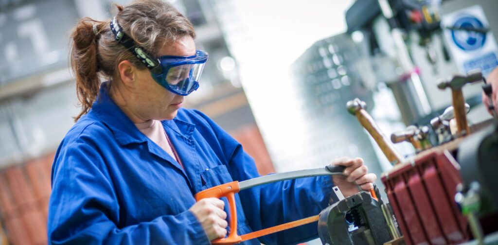 Female engineering student in the workshop