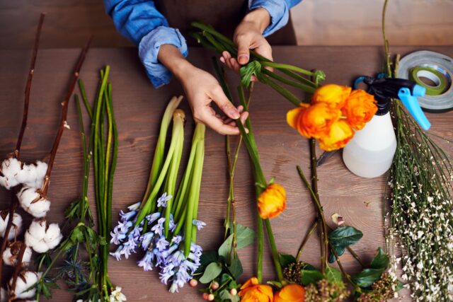 Flowers on a table