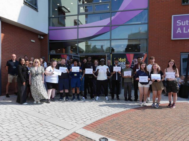 BMet students celebrate at Results Day.
