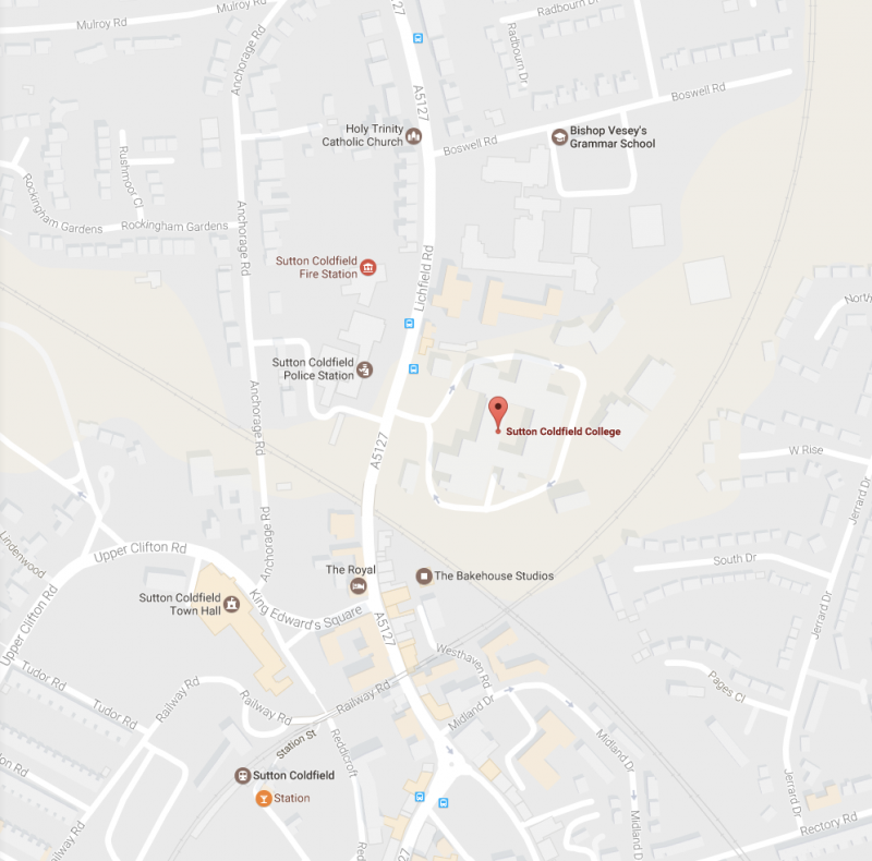 Location map to Sutton Coldfield College