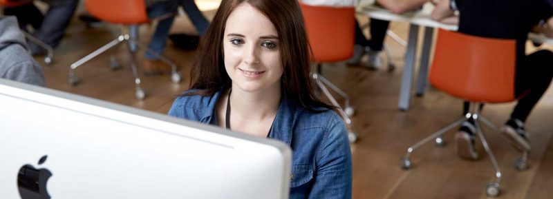 higher education student working on computer