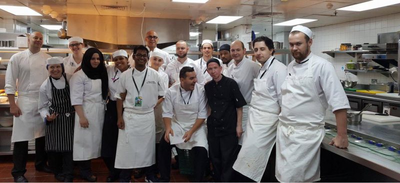 catering students gathered in the kitchen