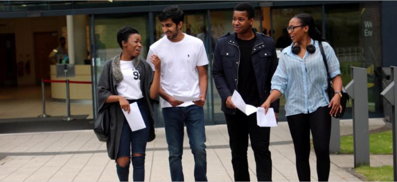 students leaving Sutton Coldfield college enterance