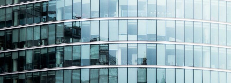 frontage of glass office building