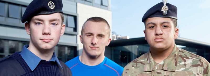three uniformed public services students