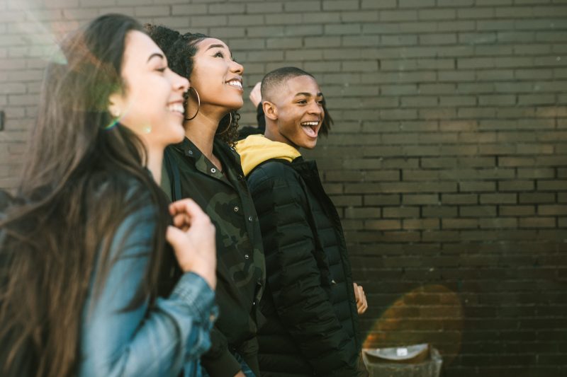 Group of happy college students