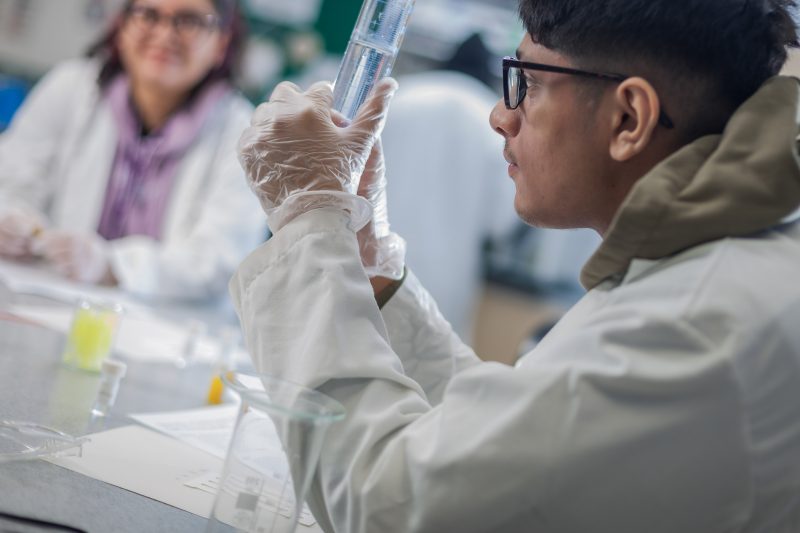 Chemistry student in science lab