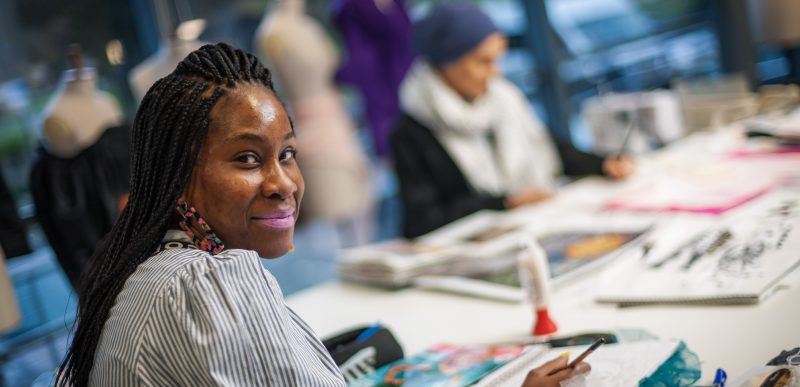 Fashion Students working in studio