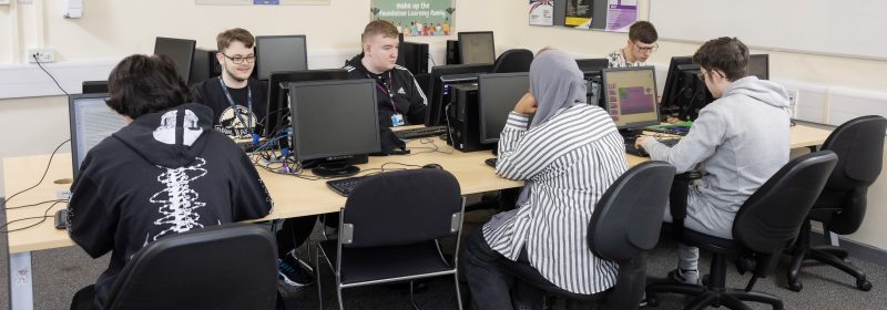 Students working in computer room