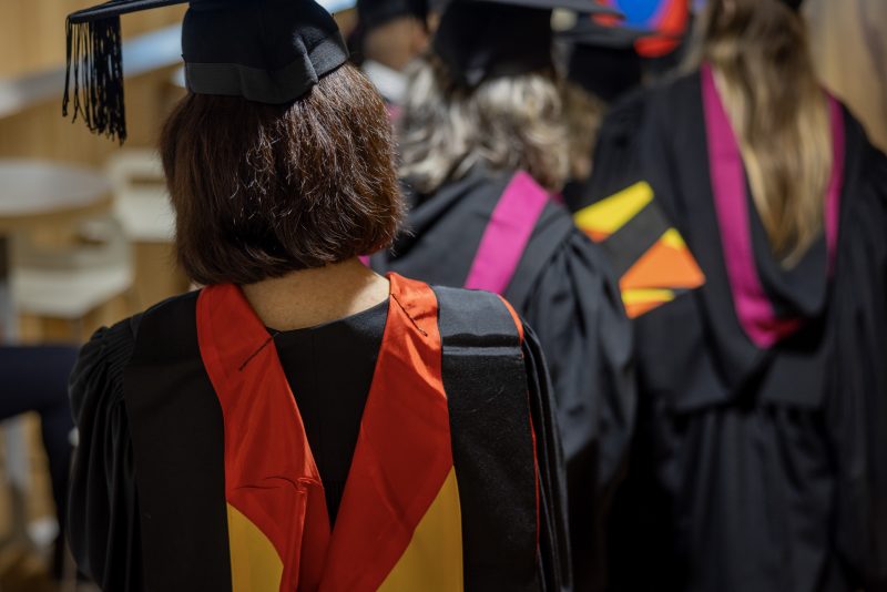 Graduate students in robes