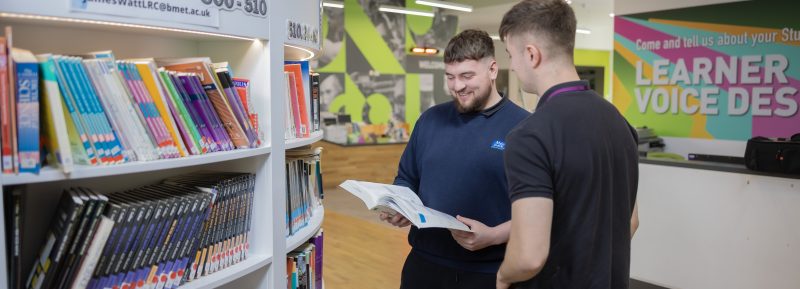 Two students in the library