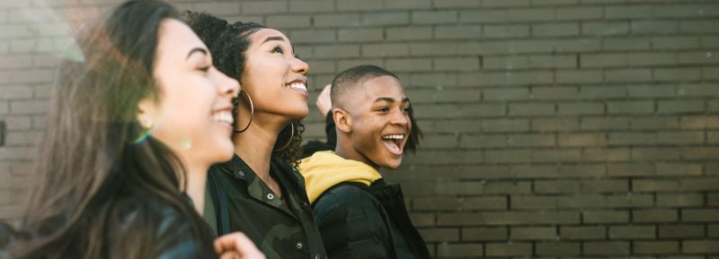 Three happy students